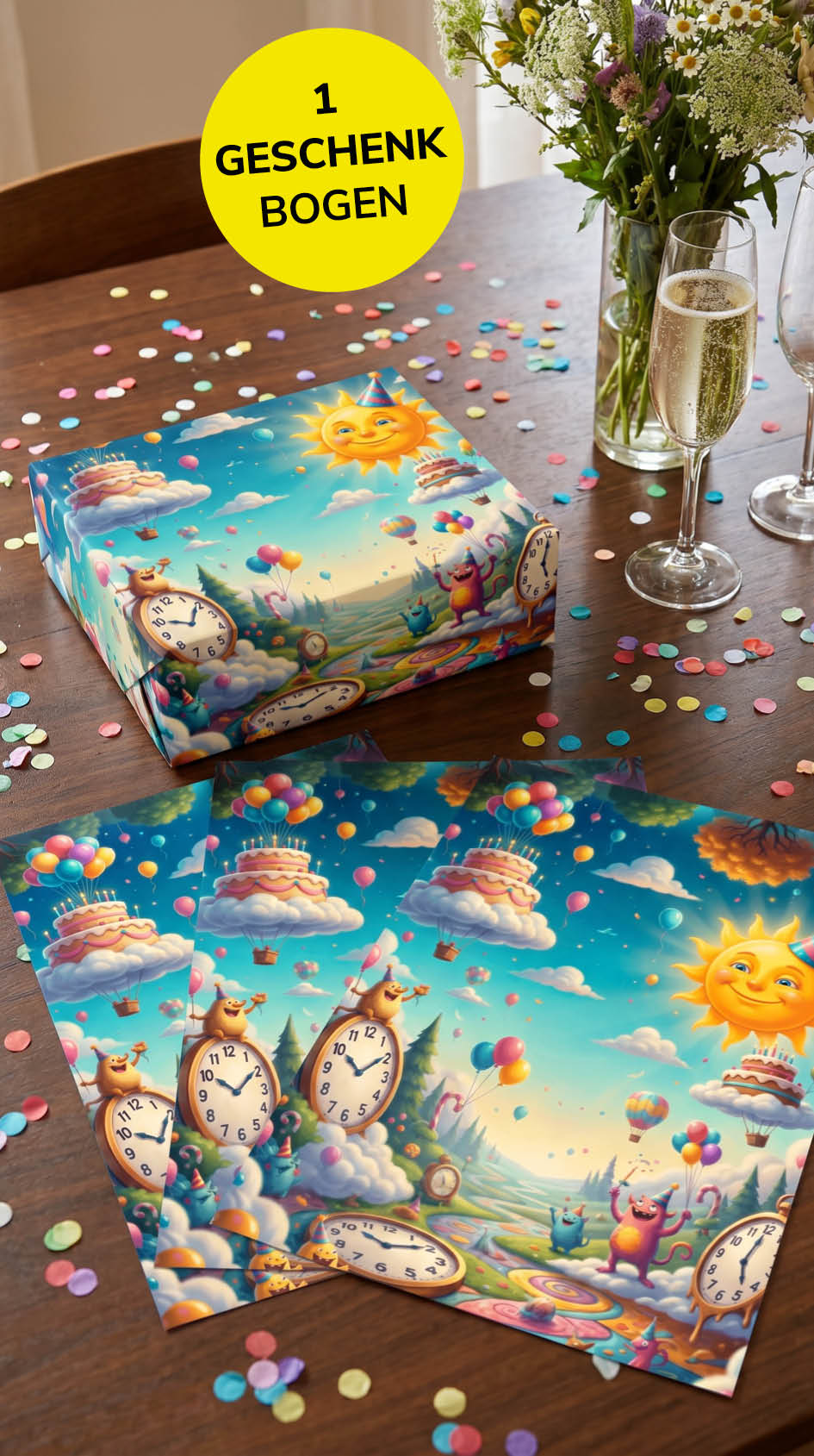Lustiges Geschenkpapier 1 Bogen Lebensfreude 2 - witziges Motiv zum Geburtstag